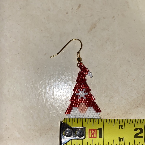 Handmade Micro Seed Beads Gnome Earrings - Picture 4 of 4